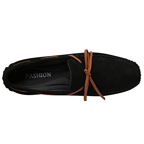 ANUFER Mens Suede Leather Handmade Moccasins Comfortable Carpet Slippers Non-Slip Boat Shoes Casual Loafer Flats3