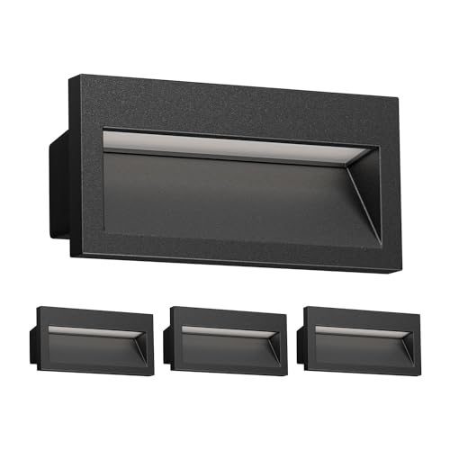 Ledscom.De Aplique Led Nola, Downlight, Exterior, Ip54, Negro Mate, 140 X 70mm, Blanco Cálido, 4pcs.