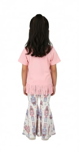 Image of Unique Baby 2 Piece Girls Bell Bottom Leggings Outfit with Short Sleeved Shirt Kid and Toddler Clothes Set