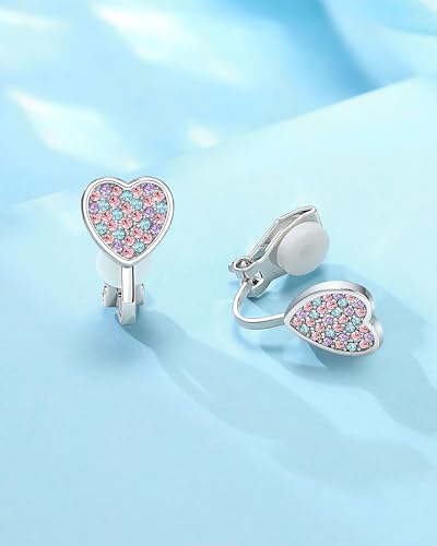 Hypoallergenic Heart Clip on Earrings for Girls Kids, Valentines Birthday Gifts4