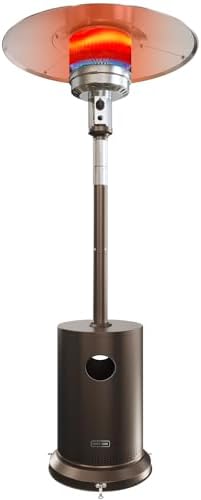 EAST OAK 50,000 BTU Patio Heater for Outdoor Use with Double-Layer Stainless Steel Burner, Round Table Design and Wheels, Outdoor Patio Heater for Home and Commercial, Bronze