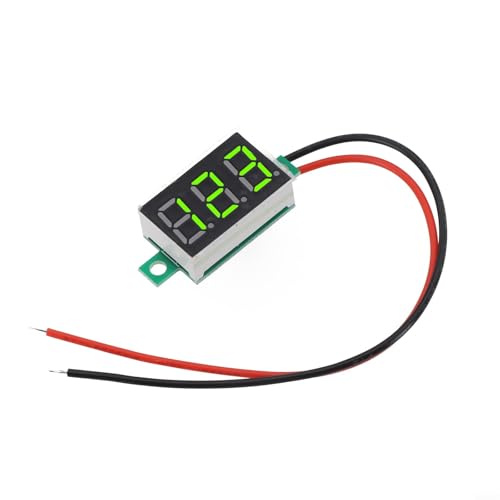 Hosrivae Medidor digital de voltaje CC LED de 0.35 pulgadas, pantalla de 2 líneas con protección de polaridad inversa, CC 4.5-30 V, no requiere alimentación externa (verde)