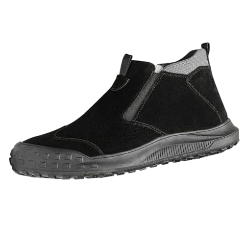 Zapatos negros para hombre, punta redonda, informales, de algodón, con suela suave y cálida, antideslizantes, talla 14, ajuste ancho, Black, 39 2/3 EU