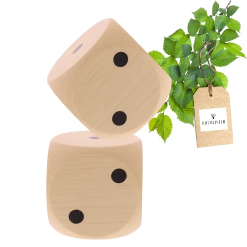2X HOFMEISTER&reg; W&uuml;rfel Augenzahlen Holz 3cm - Holzw&uuml;rfel Kinder Erwachsene Spielen Brettspiel Party Spieleabend Partyspiel, 100% Naturprodukt unbehandelt aus heimischem Buchenholz, 3 x 3 cm