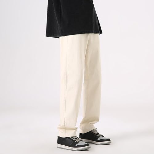 Men's Non - Stretch Regular Fit Jeans Baggy Straight Leg Relaxed Fit Denim Joggers Hip Hop Trousers with Pockets3