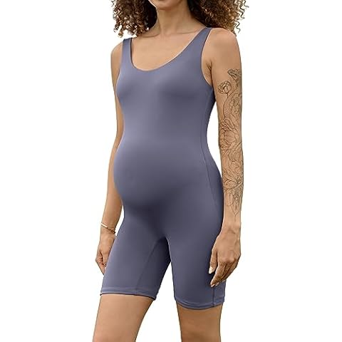 BRLIDO Women's Maternity Bodysuit Pregnancy Shapewear Romper Jumpsuit Sleeveless Tank Top Shorts Cover