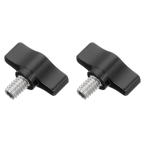 QUARKZMAN 2 Pcs 1/4 - 8.8 Vis À Oreille, 304 Acier Inoxydable Vis Moletée À Filetage Réglable Vis À Aile En T Poignée De Serrage Pour Différents Types De Supports Et Machines, Noir