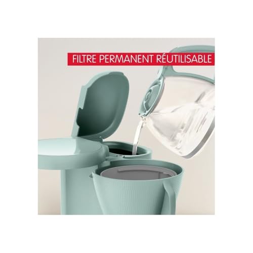 Moulinex Cafetière filtre, 10 à 15 tasses, 1.25 L, Porte-filtre pivotant, Système anti-gouttes, Maintien au chaud, Morning, Eucalyptus, FG2M1310