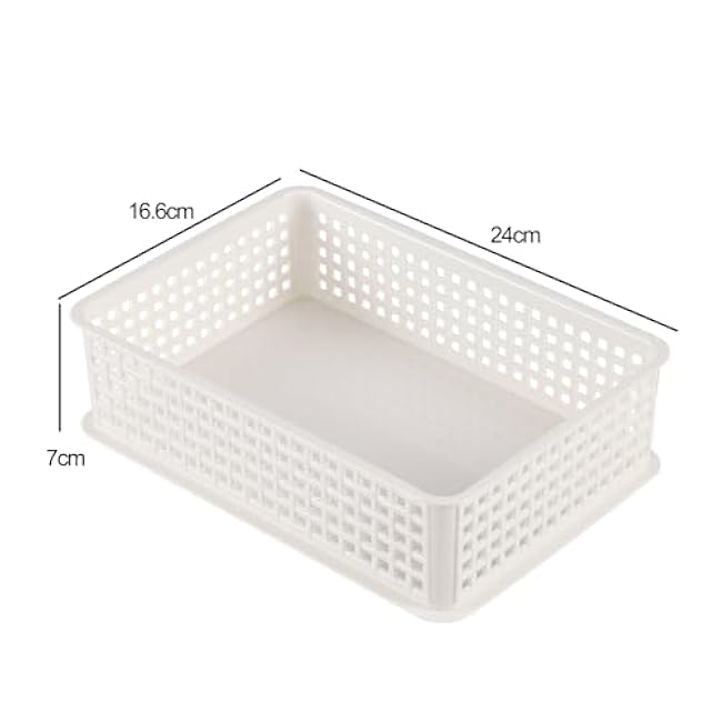 6-Pack Small Stacking Baskets, Plastic White Storage Baskets Trays