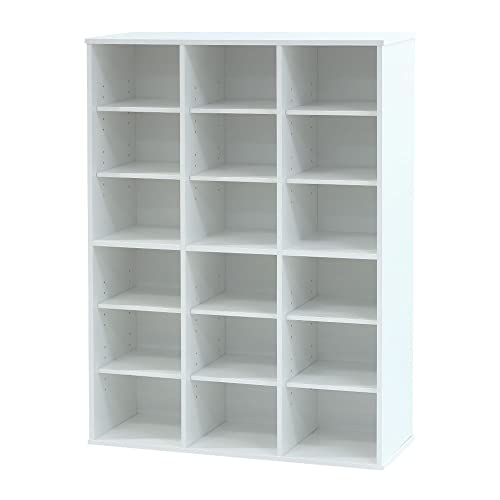 LOOKIT シューズラック 3列6段 18人用 靴箱 シューズボックス 木製 ホワイト NF-SR0912-18