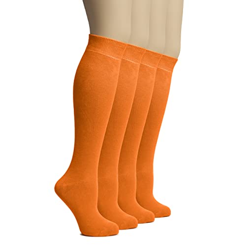 Image of Hugh Ugoli Women's Rayon Derived from Bamboo Knee High Socks Comfort Seam Long Dress Socks, Shoe Size 5-8 /8-11, 4 Pairs