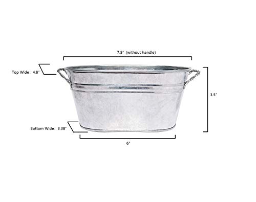 Hosley 3 Pack Of Galvanized Oval Planters 8 Inches Long (Handle To Handle) Ideal Farmhouse Decor For Weddings, Gift Special Events Parties Outdoor Planters W9 #TOP4