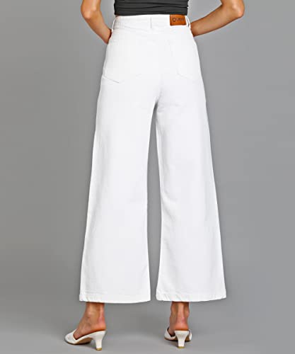 Image of Urbano Fashion Women's High Rise Regular Fit Wide Leg Washed Jeans