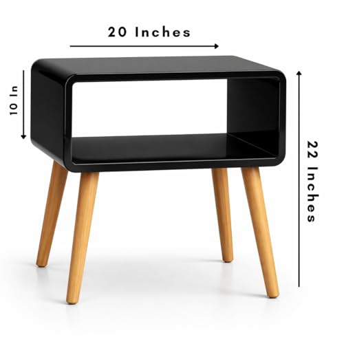 Image of SS Wood Nation Vintage Bookcase Nightstand, Coffee Table, End Table, Bedside Table for Compact Areas, Magazine Stand with Storage, and Living Room /Bedroom (Modern, White)