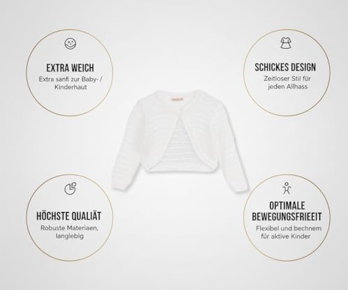 Minora Long Sleeve Bolero, Girls' Knit Cardigan Shrug with One-Button Closure, Baby/Child Cotton Childrens Bolero, Sweater3
