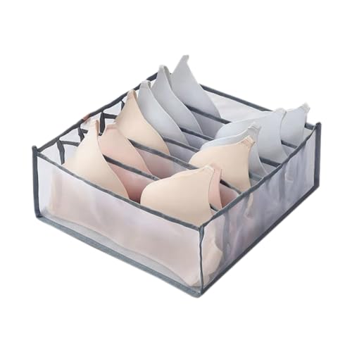 Aorwh Organizzatore per Biancheria Intima, Reggiseni, Organizer per Vestiti, Cassetto Pieghevole, Lavabile (Grigio-6 Griglie)