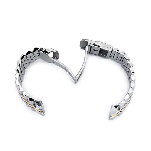 22Mm Super-J Louis 316L Ss Watch Bracelet For Seiko New Turtles Srp775, 2-Tone Ip Gold #TOP4