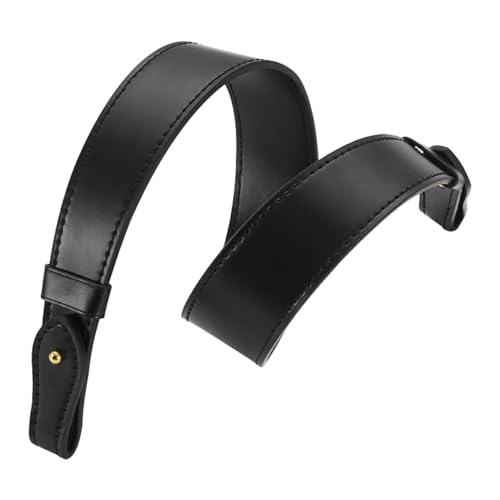 Image of Genuine Vachetta Leather Shoulder Bag Strap Replacement for Graceful Handbag(BLACK-Length:25.6in)