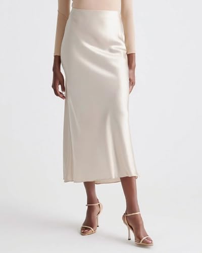 Womens 100% Mulberry Silk Skirts Casual Silk Maxi Skirt High Waisted Long Skirts Elegant Work Skirts Washable2