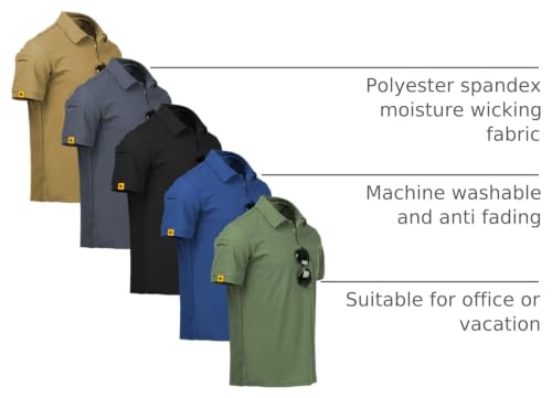 Image of ZITY 5 Pack Mens Polo Shirt Short Sleeve Sports Golf Tennis T-Shirt Moisture-Wicking Summer Shirts