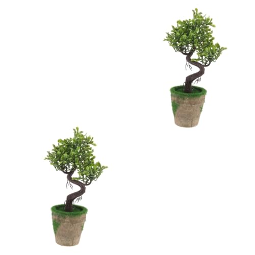 Cabilock 2pcs Houseplants House Plants Small Fake Bonsai Candy Decor Fall Decorations Faux Indoor Plants Dinning Table Decor Small Faux Plant Decor for Home Office Plastic Desk Artificial