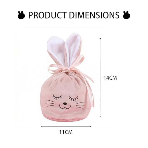 Ostertasche 5 Stück aus Samt mit Ohren, Wiederverwendbare Osterbeutel & Osternester zum Befüllen, Osterkörbchen im Hasen-Design als Alternatives Osternest
