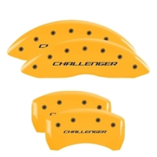 Image of MGP Caliper Covers - Brake Caliper Covers for 2011-2023 Dodge Challenger & 2011-2023 Dodge Charger (Requires Dual Piston Front Caliper) Front and Rear Set (Yellow, Challenger)