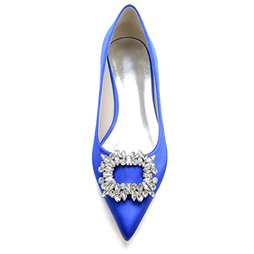 Pointed Toe Wedding Flats for the Bride Rhinestones Satin Bridal Flats Slip on Prom Evening Party Dress Shoes3