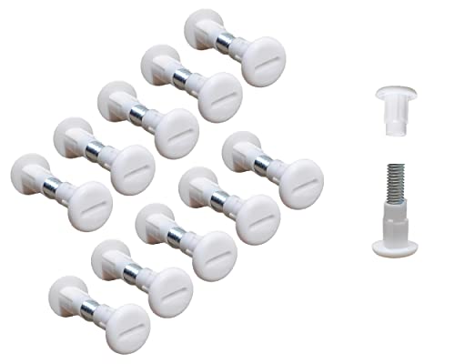 TERF® Cabinet Connecting Jointing Binding Post Screw Bolt M6 (6mm) Steel Threaded Furniture Cabinet Fixing Connector Screw for Join Furniture Thickness 27mm to 32mm White