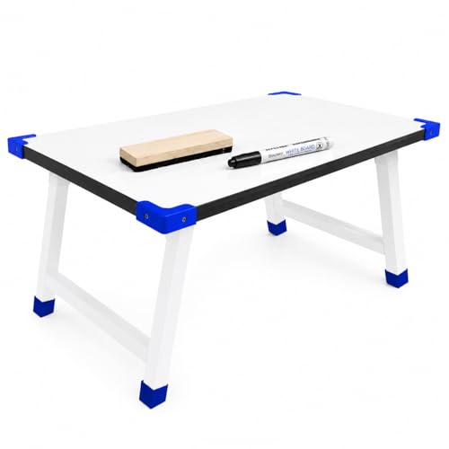 Image of Eduway Multipurpose Foldable White Board Laptop Table with 1 Duster & Marker | Heavy-Duty Portable Writing Desk for Bed, Study, Work from Home, Dining & Reading