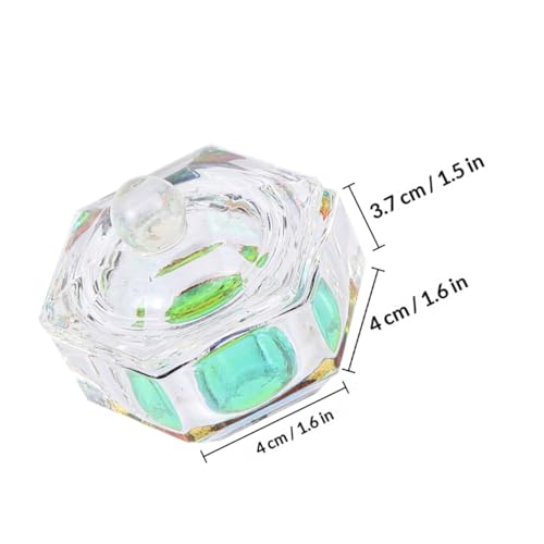 Cuencos de cristal para uñas 2 piezas con tapa octogonal miniatura 2