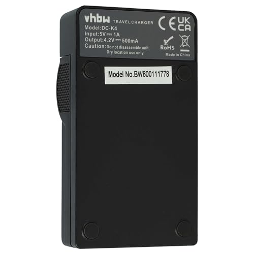 vhbw Cargador de batería USB Compatible con Ricoh Caplio G600, G700, G700SE, GX200, R10, R3, R30, R4, R40, R5, R50, R6, R7, R8 Cámara Digital - imagen 4