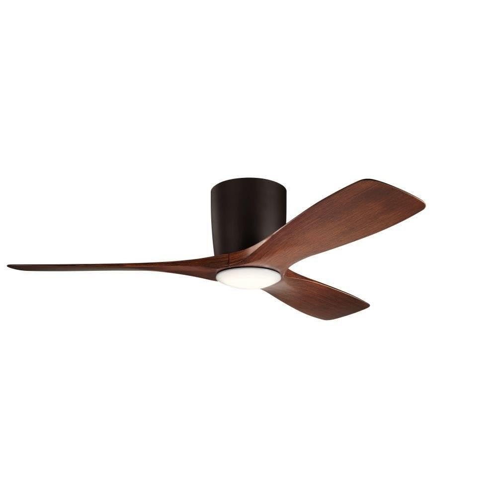 Kichler Volos 48 inch Ceiling Fan with LED Light and Wall Control in Satin Natural Bronze for Living Room, Home Office, Bedroom and Kitchen, (48" W x 10.5" H), 300032SNB