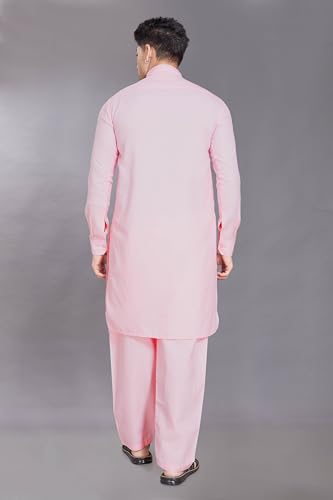 Image of DIVISIVE Men's Cotton Blend Pathani Kurta Pyjama Set