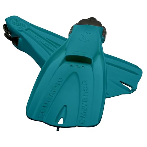 SCUBAPRO GO Travel Scuba Fin for Snorkeling, Scuba Diving and Swimming, Turquoise Scuba Fin with Black Bungee Open Heel Strap, Medium/Large - Thumbnail 3