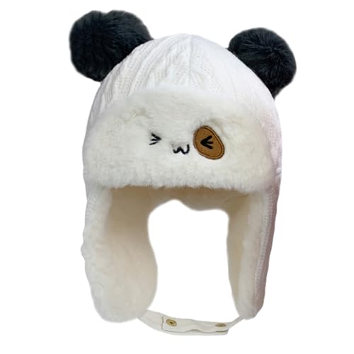 Thickened Thunder Cap Boys Winter Hat Boy Girl and Girls Winter Headwear White
