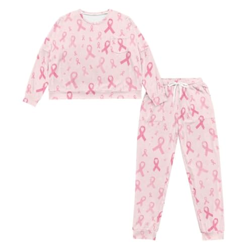 Image of Womens Pajama Sets 2 Piece Pjs Lounge Sets Long Sleeve Sleepwear Crew Neck Pullover Top with Long Pants