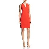 Sam Edelman Women's Sleeveless Crepe V-Neck Shift Dress, Coral Punch, 6