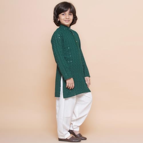 Image of AJ DEZINES Kids Kurta Pajama Set For Boys | Embroidery Chikankari Kurta Set | Traditional & Festive Outfit | Cotton Stylish Boys Kurta Pyjama | Perfect For Festivals Wedding & Family Function