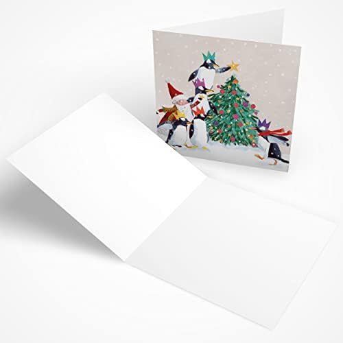 The Heritage Press Fun Christmas cards - Santa - cute design - watercolour art illustration - Made in UK - Pack of 8 - blank inside for your own message
