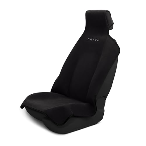 Image of DryvaSeat - Premium Microfiber Towel Car Seat Cover - Waterproof & Sweatproof - Universal Fit, Machine Washable, Non-Slip - Seat Protector for Car, Truck, SUV, Van (Shadow Black, 1 Pack)