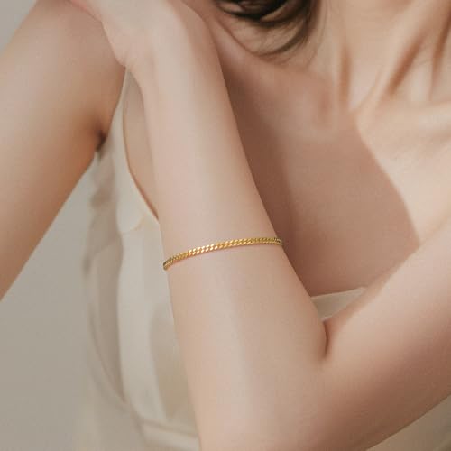 Bracelets for Women 14K Gold Bracelets Classic Cuban Chain Charm Bracelet Fashion Jewelry Gifts for Women 6.5/7/7.5/8/9 in4