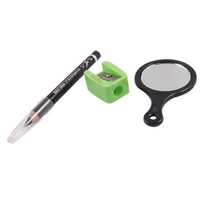 Set cosmético con delineador, sacapuntas y espejo miniatura 1
