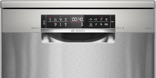 Bosch Series 6 Free-standing Dishwasher, 13 Place Settings, Remote Start, HygienePlus 60 cm, Brushed Steel Anti-fingerprint SMS6EMI65M