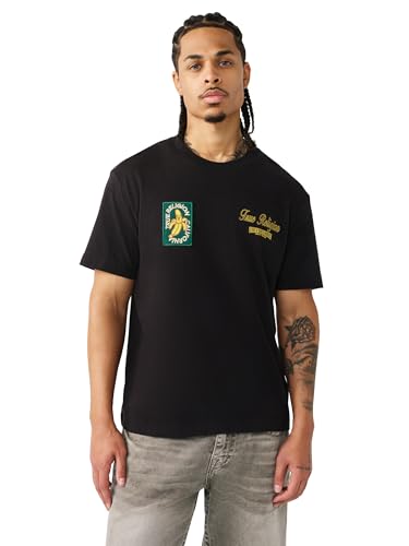 True Religion Men’s Orchard Stamp Graphic Tee – Crewneck – Jet Black, Small