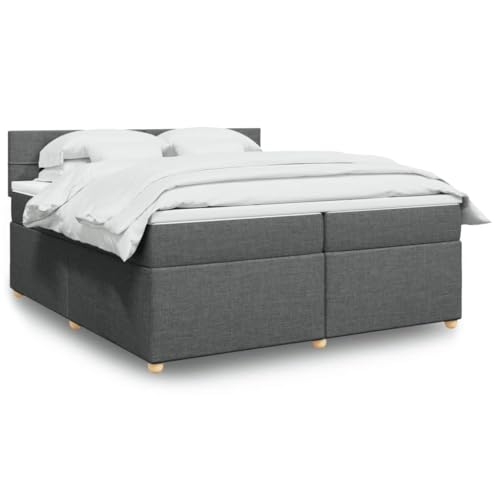 vidaXL Boxspringbett, Doppelbett mit LED Matratze Matratzenauflage, Bettgestell mit Lattenrost Kopfteil, Polsterbett Bett für Schlafzimmer, Dunkelgrau 200x200cm Stoff vidaXL Boxspringbett, Doppelbett mit LED Matratze Matratzenauflage, Bettgestell mit Lattenrost Kopfteil, Polsterbett Bett für Schlafzimmer, Dunkelgrau 200x200cm Stoff