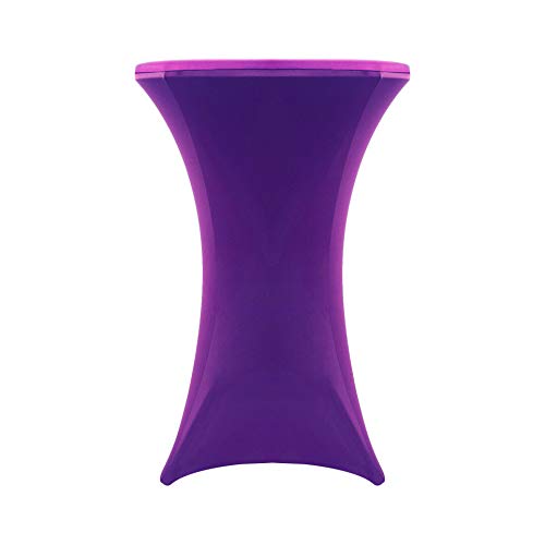 iEventStar Highboy Cocktail Round Stretch Spandex Fitted Table Cover High Top Square Corners Tablecloth (30'' x 42'', Purple) - Thumbnail 2