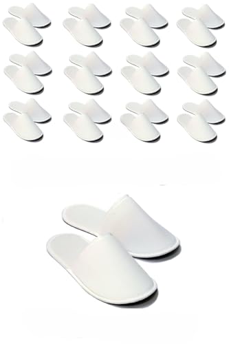 CHOCHILI 24 Pairs Fabric Packed Disposable Hotel Slippers for Airbnb Spa Salon Party Wedding Guests - Fits up to Adult US Men Size 10 & Women Size 11, White