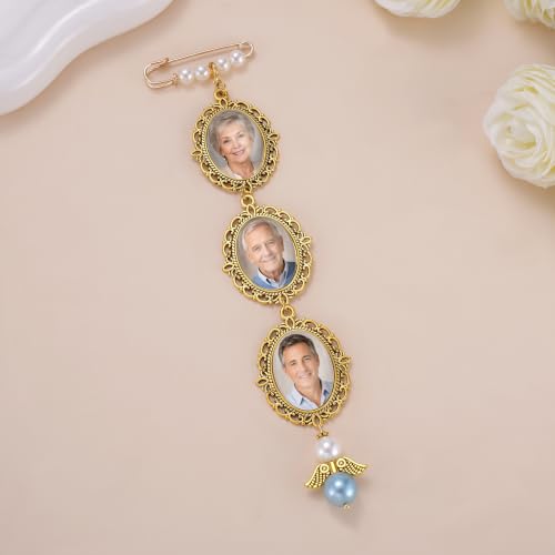 Image of MIXJOY Something Blue Gift for Bride, Wedding Day Bridal Blue Pearl Angel Wings Bouquet Garter Charm for Bride to Be