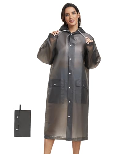 MOCOTONO Reusable Thicken EVA Rain Ponchos for Adults (1 Pack)- Extra Long Rain Jackets Raincoats for Men Women